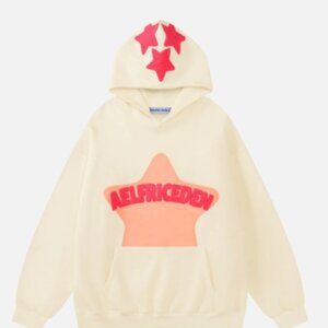New Aelfric Eden Vintage Embroidery Eden Star Hoodie. SIZE S. Oversize beigepink